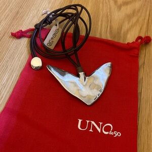UNO de 50 Silver Heart Pendant with Black Cord
